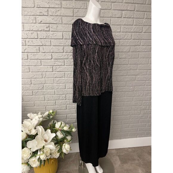 Dressbarn Collection Sparkly Fold Over Maxi Dress Size 14 - Picture 3 of 8